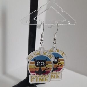 Im Fine Cat Earrings with Fun Quote
